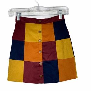 Hayden Girls Faux Suede Patchwork Girls Mini Skirt
